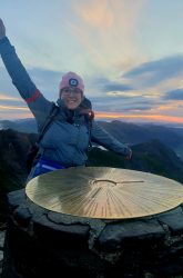 Fundraiser Jen at the summit of Snowdon